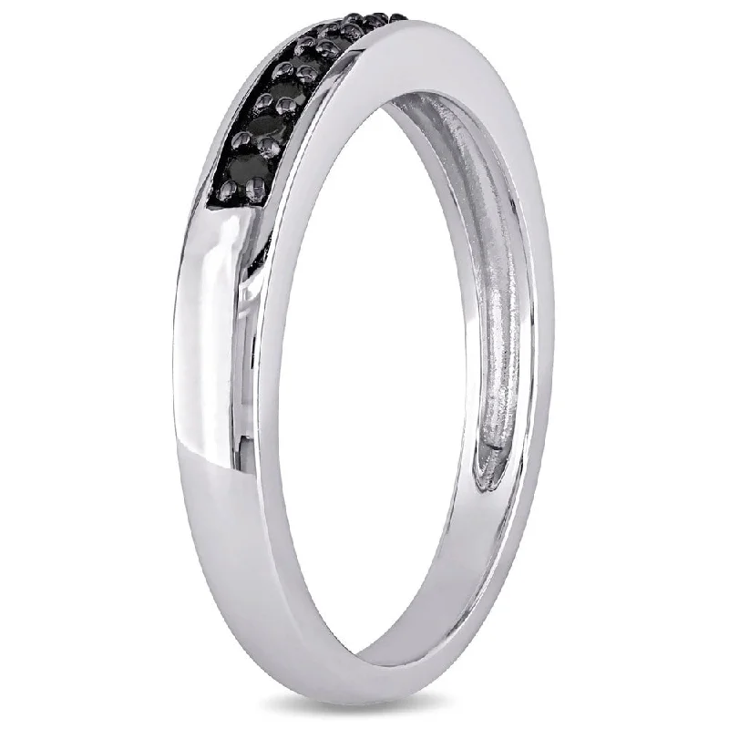 engraved wedding ring for women -Miadora Sterling Silver 1/10ct TDW Black Diamond Ring