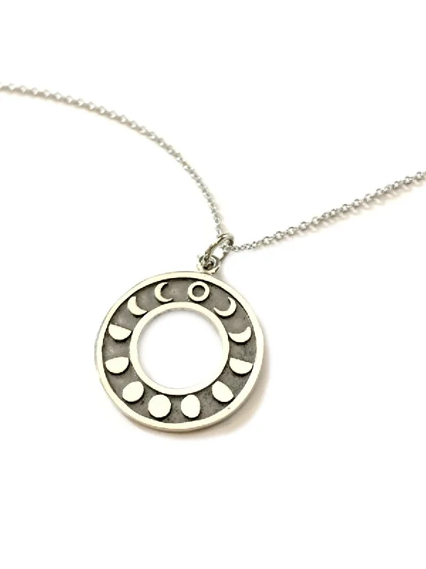 custom engraved bar necklace for women -Moon Phase Ring Necklace