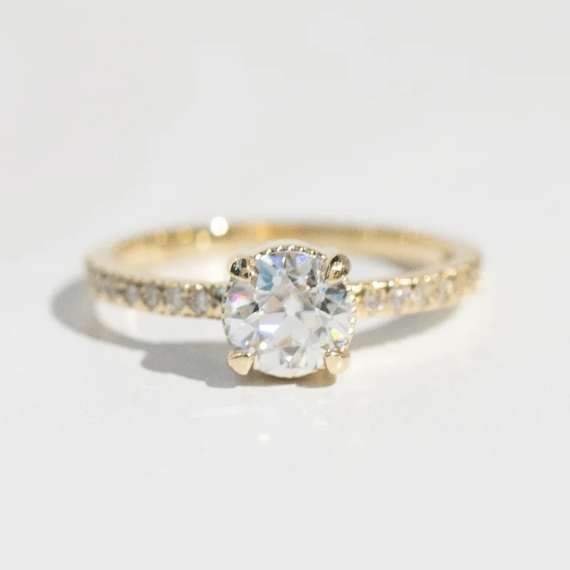 emerald ring for women -Oak Pavé Solitaire Ring | Moissanite + Lab Diamonds in 14k Yellow Gold