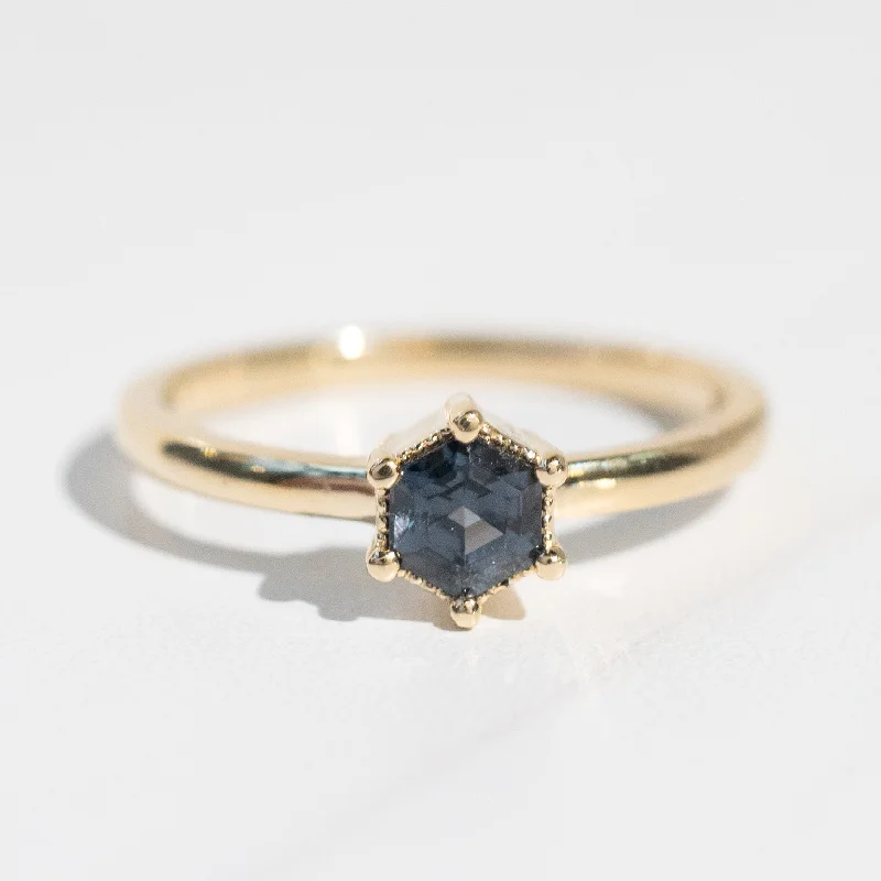 luxury wedding ring for women -Oak Stacking Ring | Green-Blue Spinel in 14k Yellow Gold