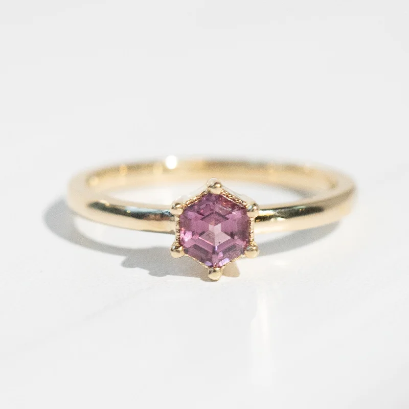 antique engagement ring for women -Oak Stacking Ring | Pink Spinel in 14k Yellow Gold