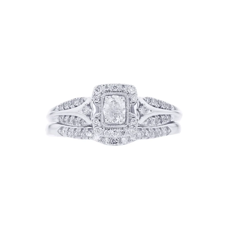 cushion cut engagement ring for women -Oakley Ready for Love Diamond Bridal Set