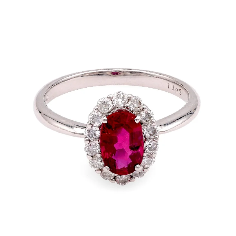 pink sapphire ring for women -Platinum Ruby and Diamond Ring