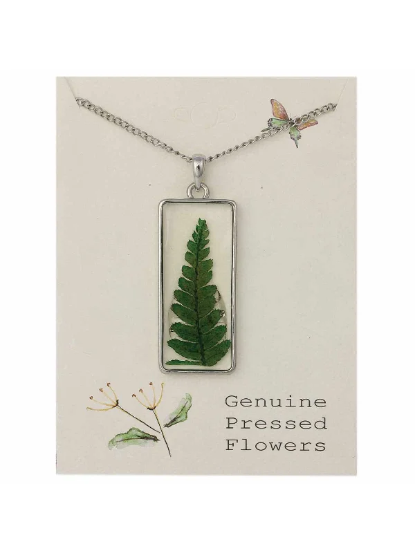 sterling silver bar necklace for women -Pressed Fern Necklace