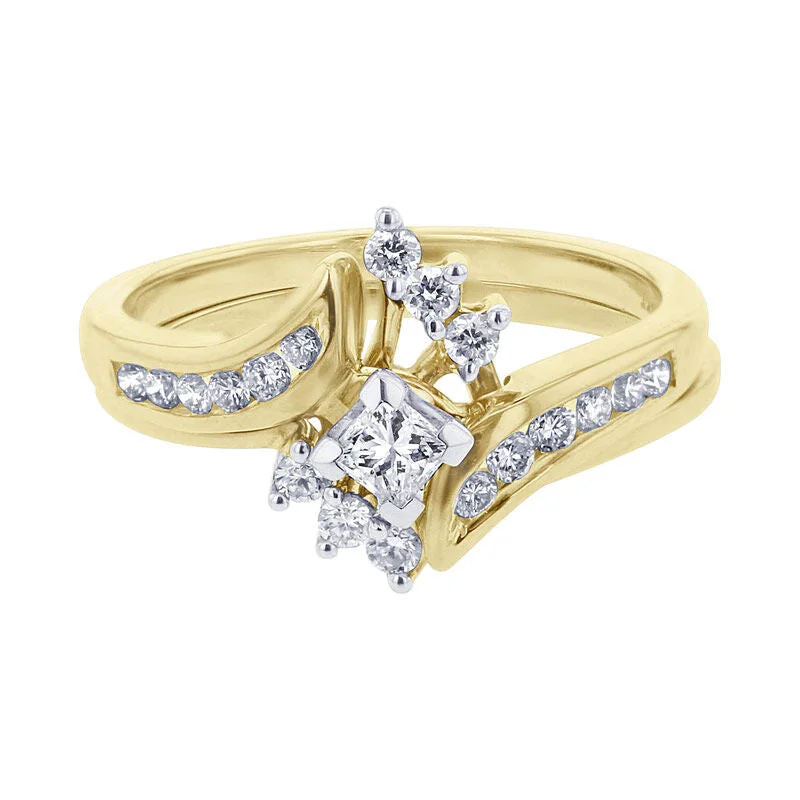 men’s gold signet ring -Princess Diamond Ready for Love Bridal Set 1/2ct