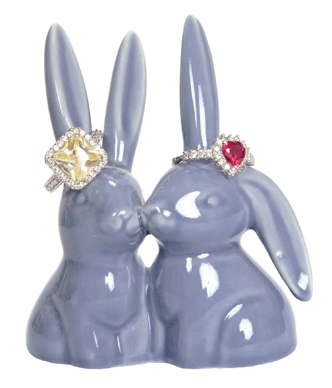 luxury wedding ring for women -Purple Bunny Rabbit Ring Holder