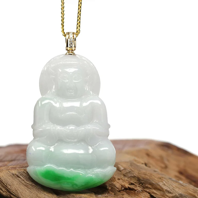 personalized infinity necklace for women -RealJade® 14k "Goddess of Compassion" Genuine Burmese Jadeite Jade Guanyin Necklace With Diamond Bail