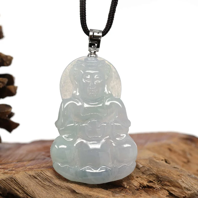 custom engraved love necklace -RealJade® Co. 14k "Goddess of Compassion" Genuine Burmese Jadeite Jade Guanyin Necklace With Good Luck Design