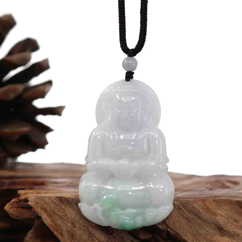 silver name necklace for women -RealJade® Co. "Goddess of Compassion" Genuine Burmese Jadeite Jade Guanyin Lotus Necklace