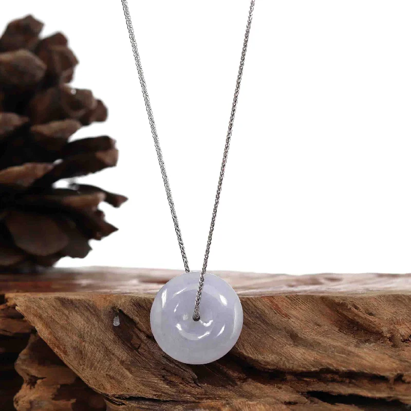 crystal drop necklace for women -RealJade® Co. "Good Luck Button" Necklace Lavender Jadeite Jade Lucky Ping An Kou Necklace