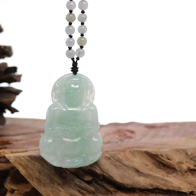 statement heart necklace for women -RealJade® Co. "Goddess of Compassion" Genuine Burmese Jadeite Jade Guanyin Lotus Necklace