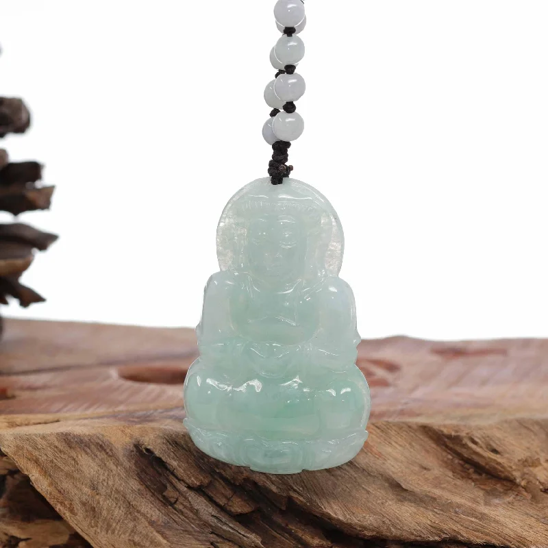 minimalist necklace for women -RealJade® Co. "Goddess of Compassion" Genuine Burmese Jadeite Jade Guanyin Lotus Necklace