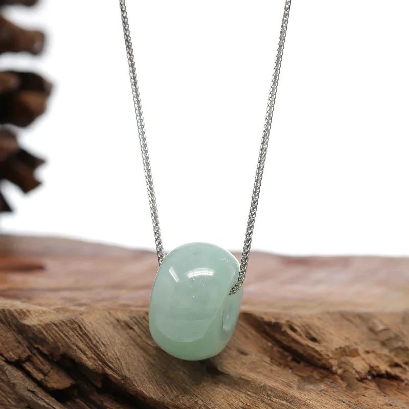 infinity love necklace for women -RealJade® Co. "Good Luck Button" Necklace Light Green Jadeite Jade Lucky Tong Tong Necklace