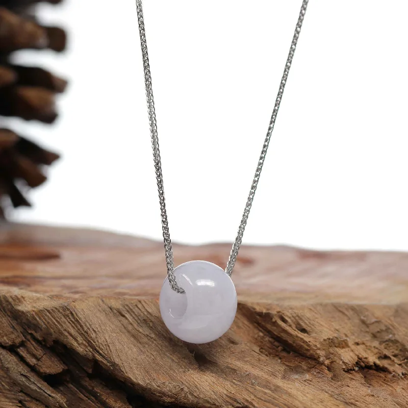 sapphire heart necklace for women -RealJade® Co. "Good Luck Button" Necklace Light Lavender Jadeite Jade Lucky Ping An Kou Necklace