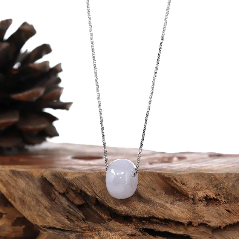 moon pendant necklace for women -RealJade® "Good Luck Button" Necklace Lavender Jadeite Jade Lucky Ping An Kou Necklace