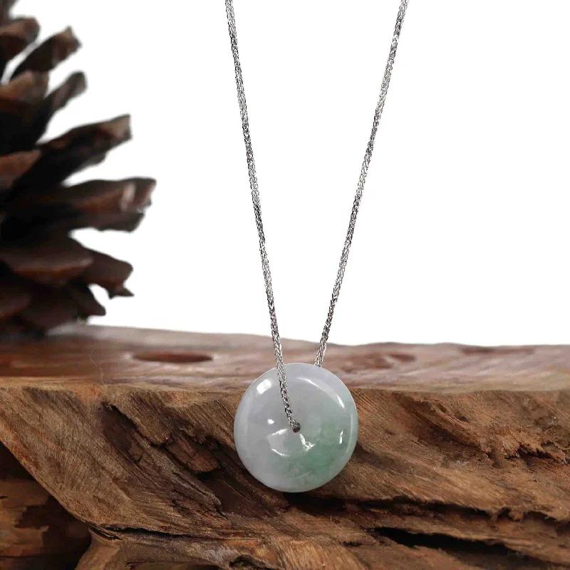 rose gold heart necklace for women -RealJade® "Good Luck Button" Necklace Lavender Jadeite Jade Lucky Ping An Kou Necklace