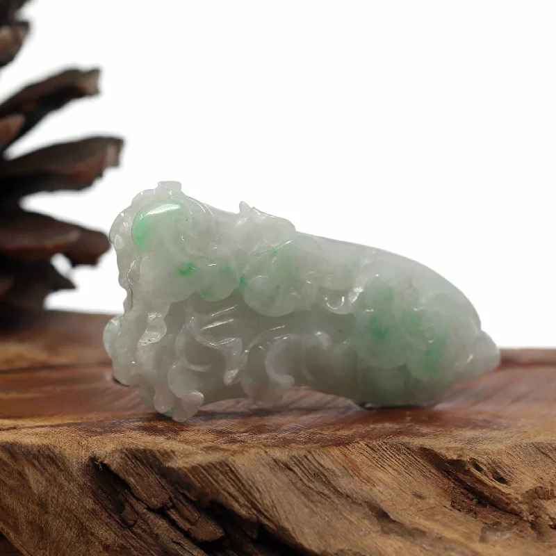 floral engagement ring for women -RealJade® Co. Natural Jadeite Jade "Lucky Cabbage" Carving, Collectibles