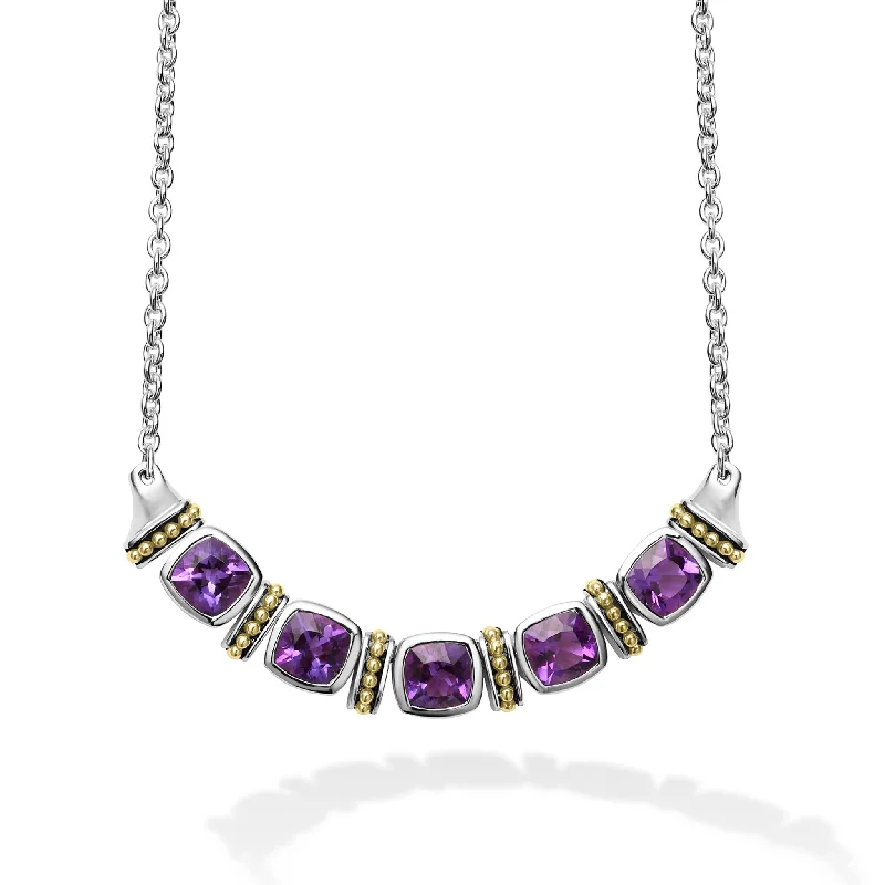 long gold chain necklace for women -Rittenhouse Five Station Amethyst Necklace