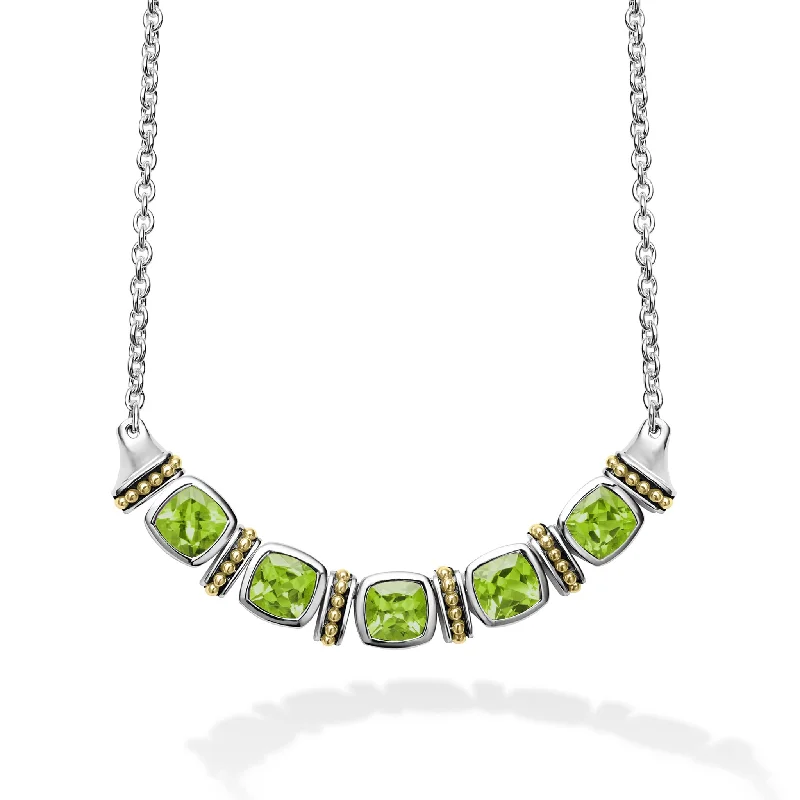 silver infinity necklace for women -Rittenhouse Five Station Peridot Necklace