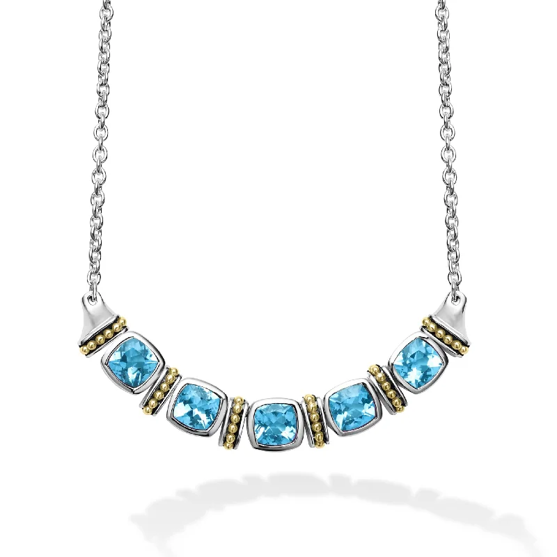 gold layered necklace for women -Rittenhouse Five Station Swiss Blue Topaz Necklace