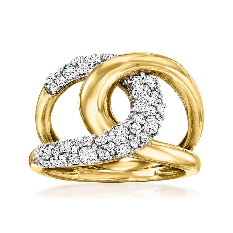 luxury wedding ring for women -Ross-Simons Diamond Interlocking Ring in 14kt Yellow Gold