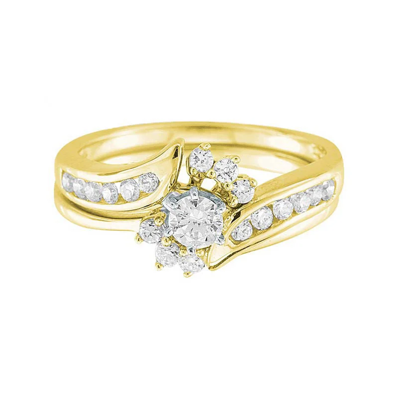 heart-shaped engagement ring for women -Round Ready for Love Diamond Bridal Set - 1/2 ct