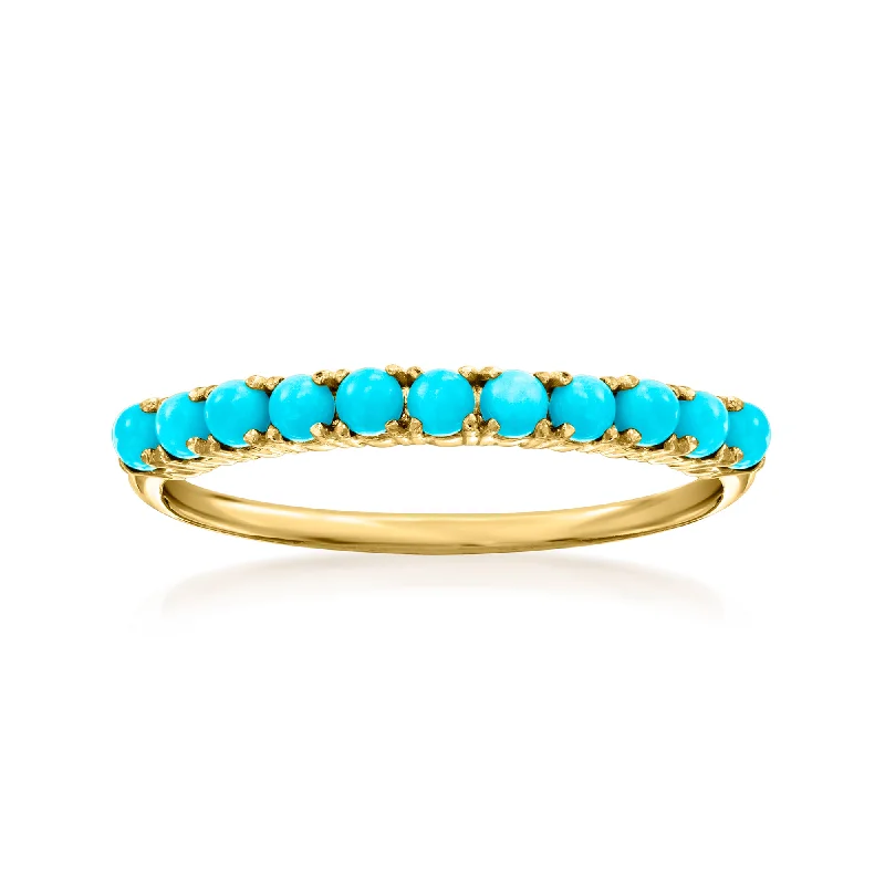 wide band ring for women -RS Pure by Ross-Simons Turquoise Ring in 14kt Yellow Gold