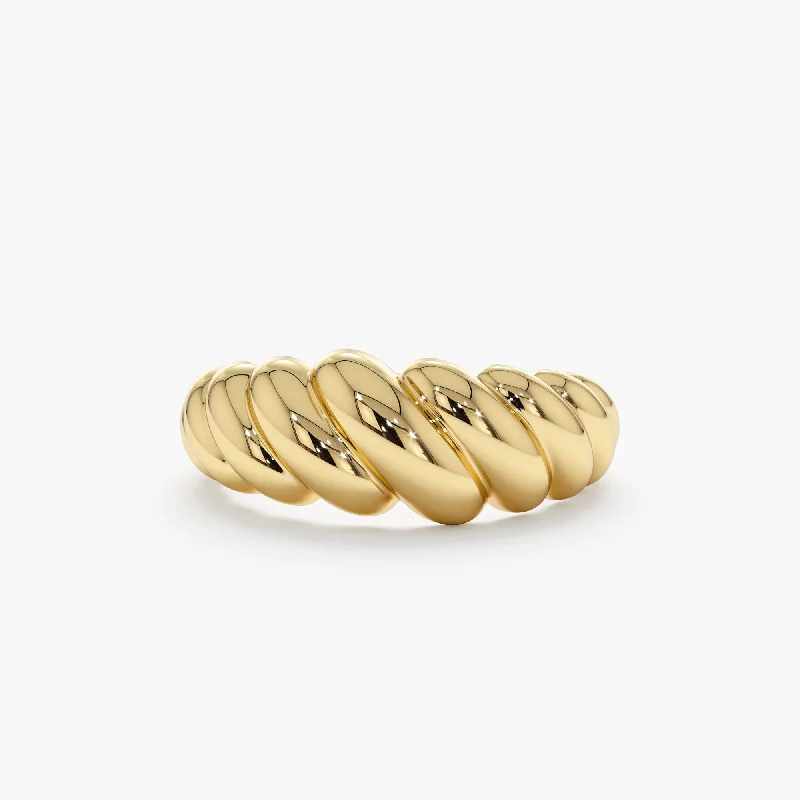 gold eternity ring for women -Solid Gold Chunky Croissant Ring, Amina