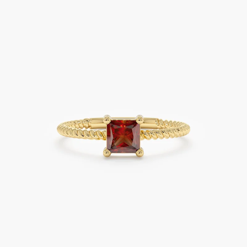 jade ring for women -Square Garnet Ring, Sage