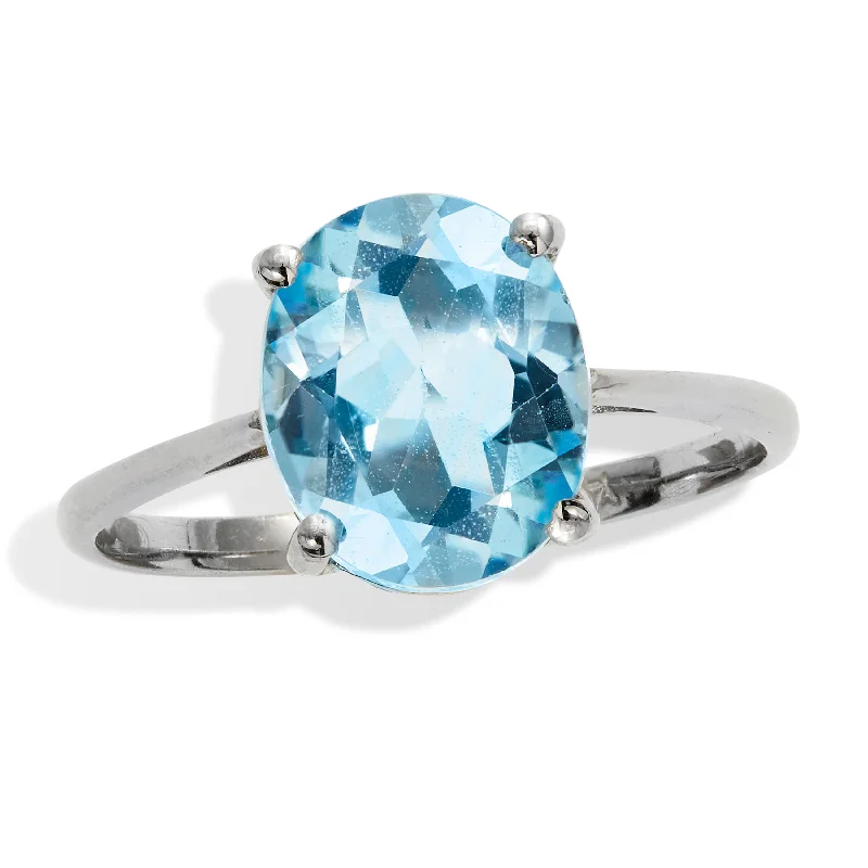 wedding ring with diamond accents -SS Genuine Blue Topaz 6TGW