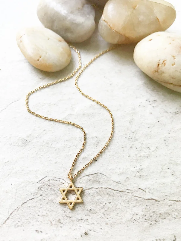 pearl choker necklace for brides -Star of David Necklace