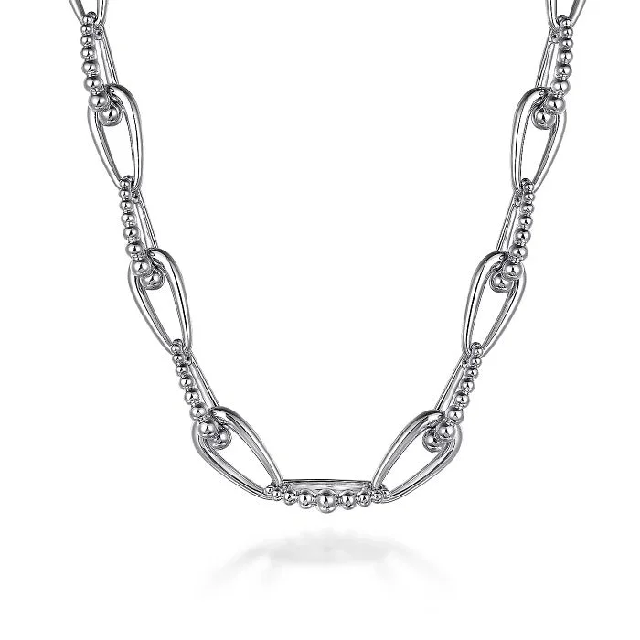 silver infinity necklace for women -Sterling Silver Oval Link Chain 16 Inch Necklace with Bujukan Connectors