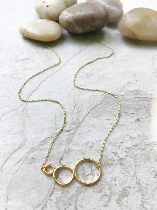 gold star necklace for women -Three Ring Bubble Necklace