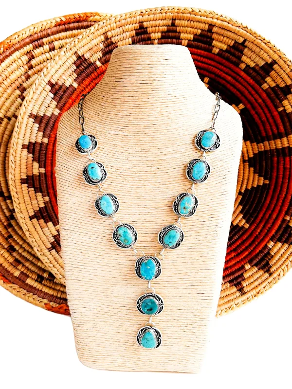 crystal drop necklace for women -Classic Turquoise Statement Necklace