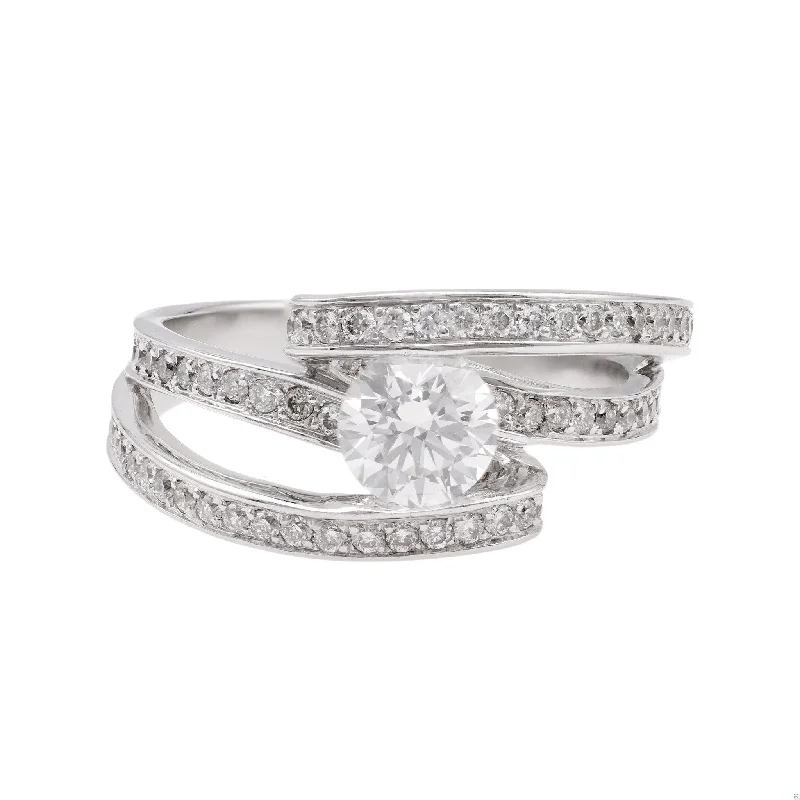 infinity wedding ring for women -Vintage 0.70 Carat Round Brilliant Cut Diamond Platinum Ring