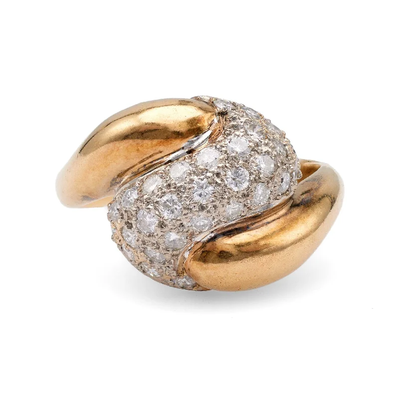 men's ceramic ring -Vintage Diamond 14k Two Tone Gold Ring