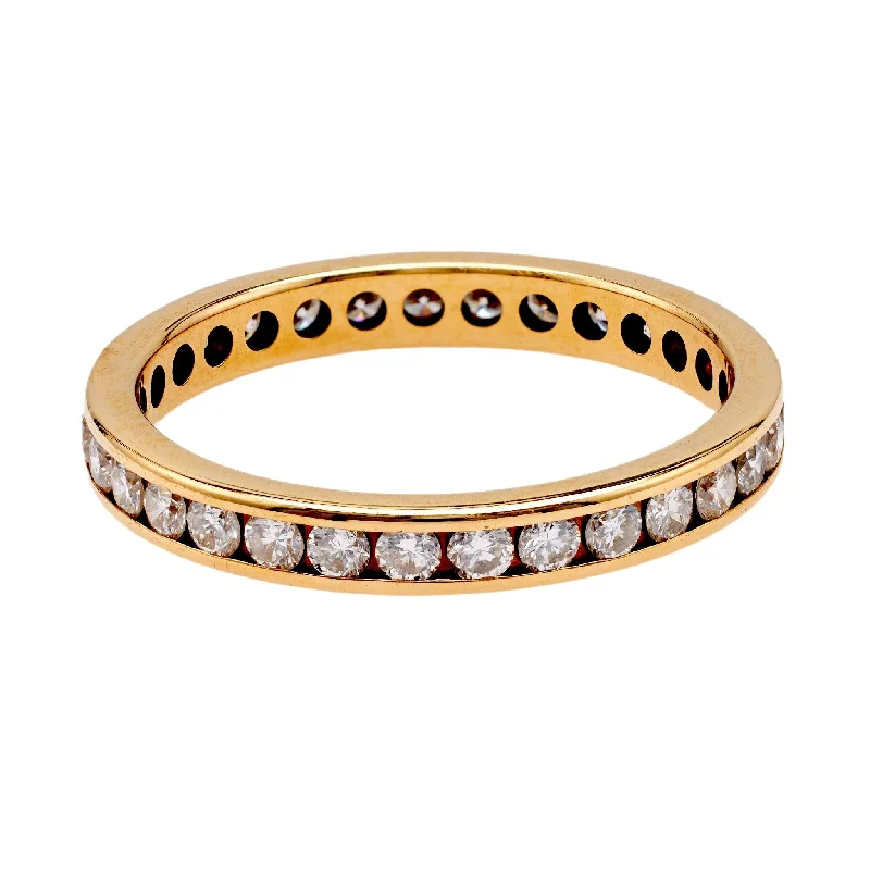 stackable gold rings for women -Vintage Diamond 18k Yellow Gold Channel Set Eternity Band