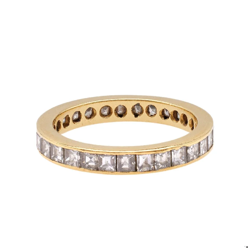 floral wedding band for women -Vintage Diamond 18k Yellow Gold Eternity Band