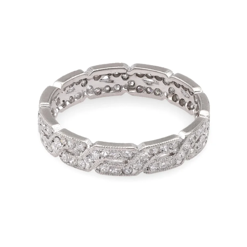 anniversary ring for women -Vintage Diamond White Gold Eternity Ring