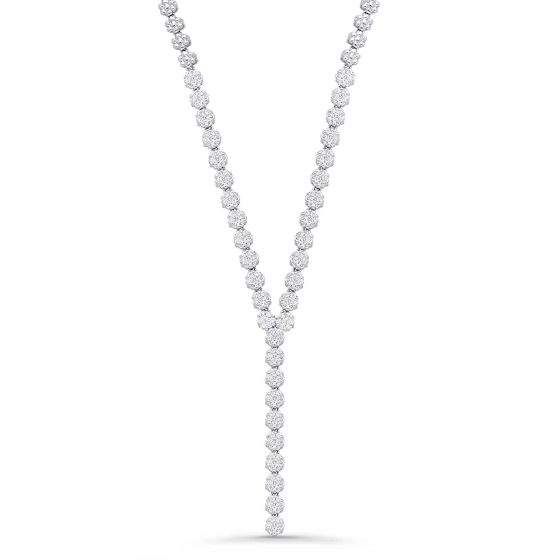 boho style layered necklace for women -White Gold Diamond Eternal Necklace