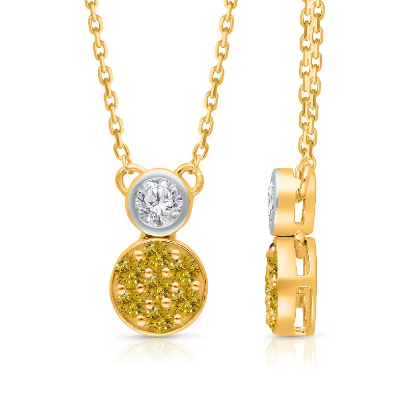 personalized charm necklace for women -Yellow Gold Fancy Yellow Diamond  Necklace