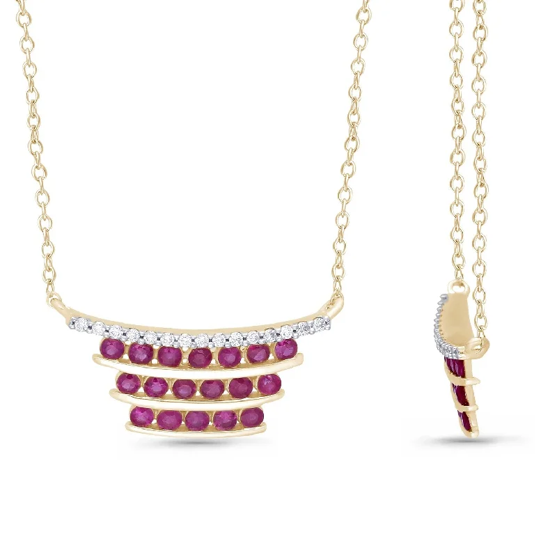 custom coordinate necklace for couples -Yellow Gold Ruby & Diamond Heirloom Necklace