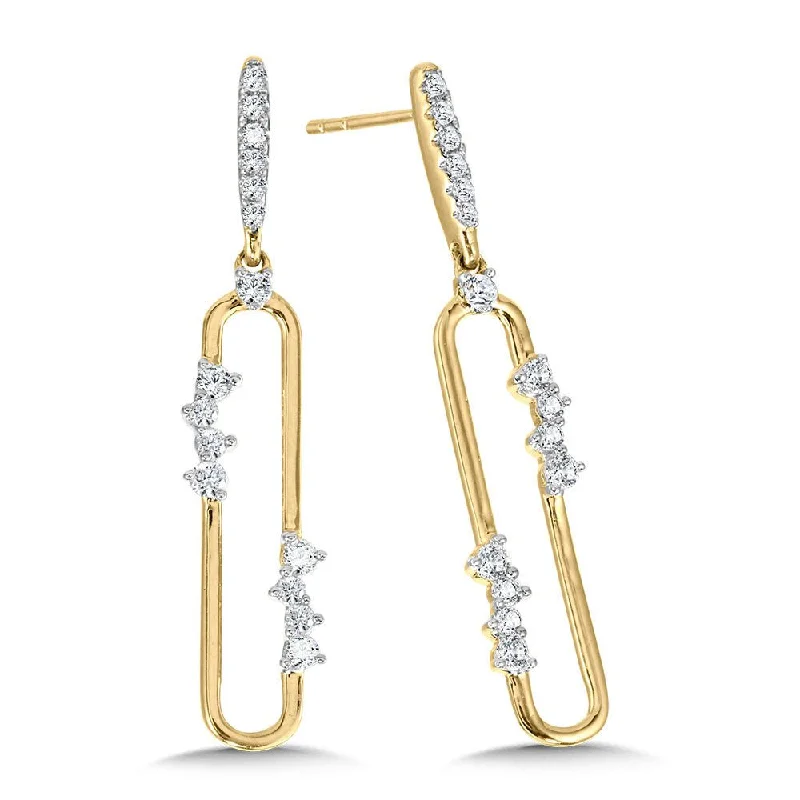 Big hoop earrings for a bold statement -10K SCATTERED DIAMOND & OVAL-SHAPED DANGLING CONSTELLATION EARRINGS