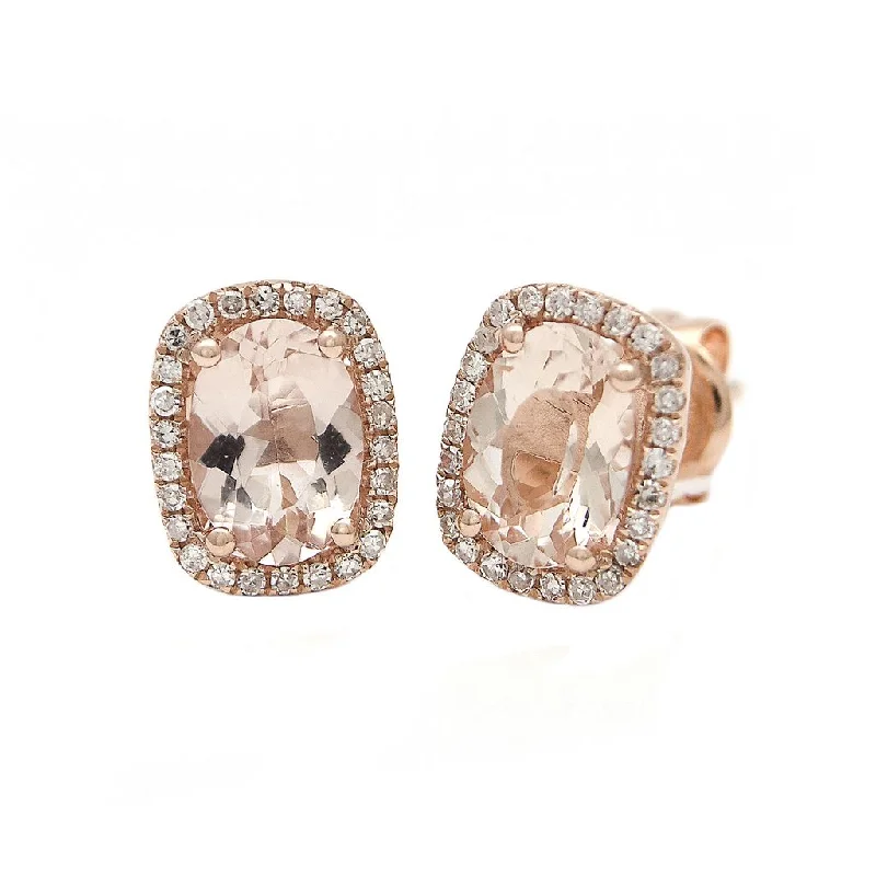 Statement gold earrings for upscale events -14K Rose Gold Morganite Earrings