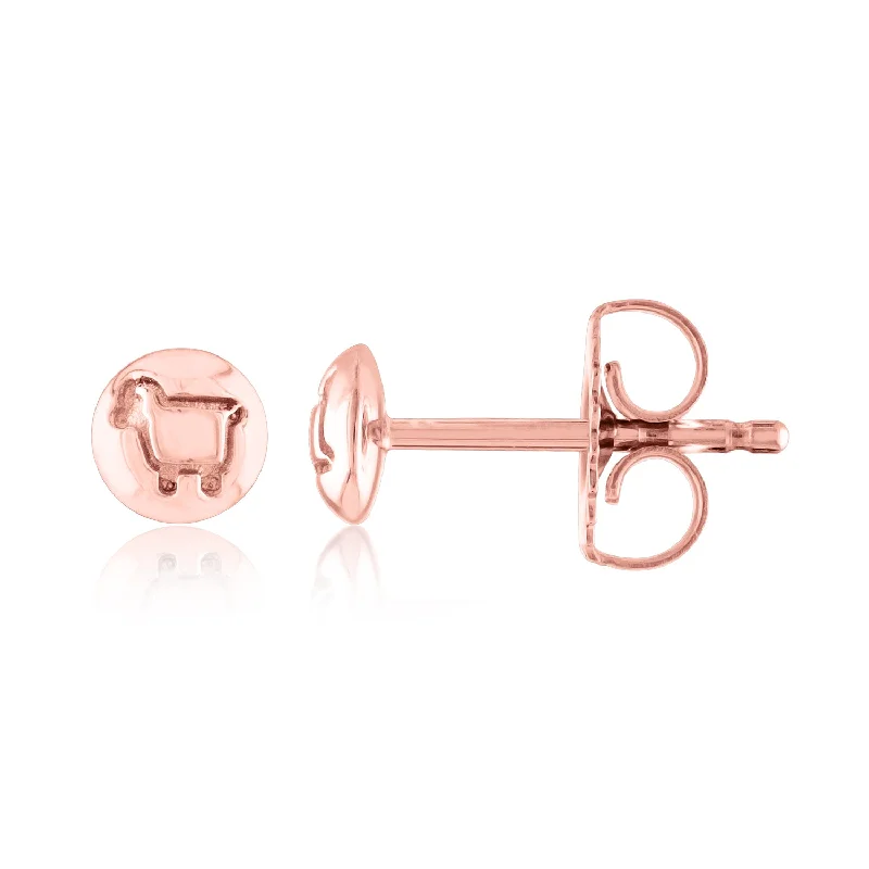 Handmade silver earrings for custom designs -14K Rose Gold Ewe 2 Cute Stud Earrings