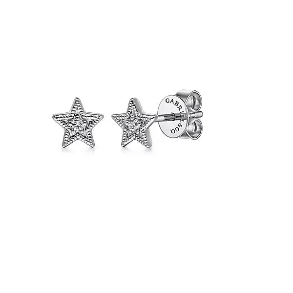 Vintage diamond stud earrings for timeless elegance -14K White Gold .02cttw Diamond Star Shape Stud Earrings.