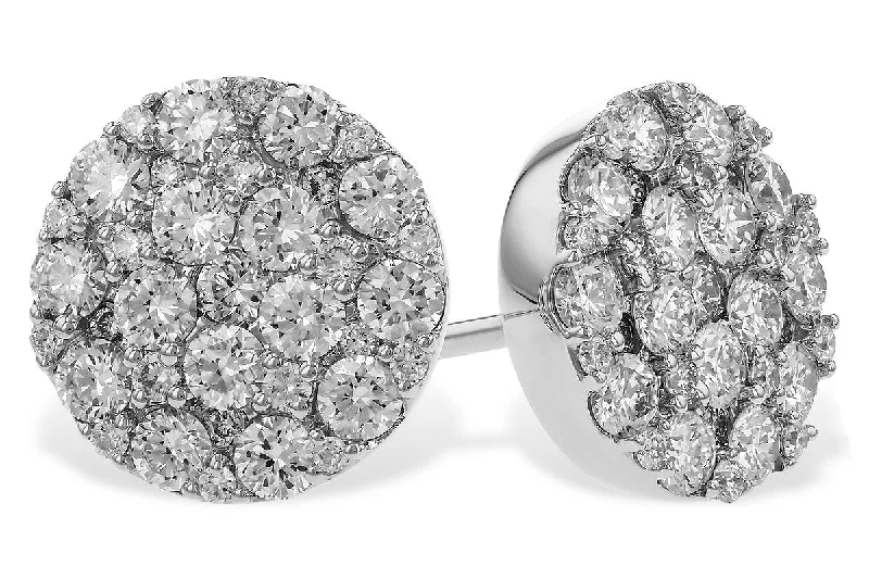 Large silver earrings for statement looks -14K White Gold 1.00cttw Round Diamond Cluster Stud Earrings