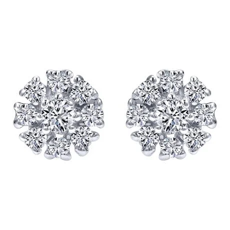 Luxury gold earrings for high-end fashion -14K White Gold .11cttw Spread Cluster Round Diamond Stud Earrings