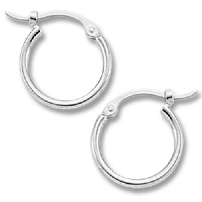 Chic pearl drop earrings for elegant outfits -Hoop Earrings 14K White Gold 12mm | Mullen Jewelers