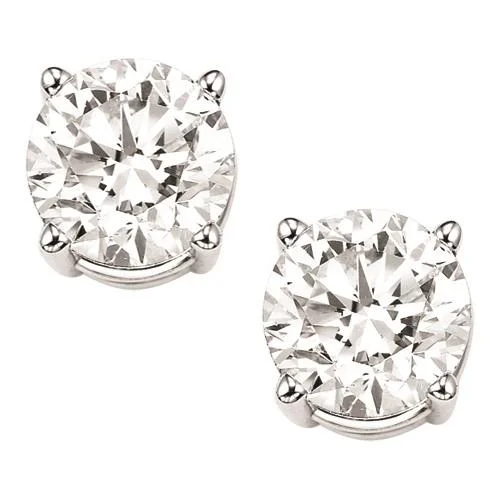 Silver earrings with intricate patterns for elegance -Promotional Quality Round Diamond Stud Earrings .50 Cttw